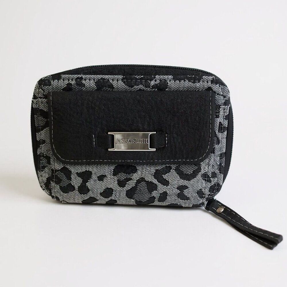 Jaclyn Smith Leopard Print Wristlet Clutch - Black & Gray Animal Print Mini Bag